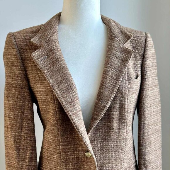 Vintage Harris Tweed Camel Wool Tailored Jacket by Marc D’Alcy Paris – US 10 - Picture 3 of 15